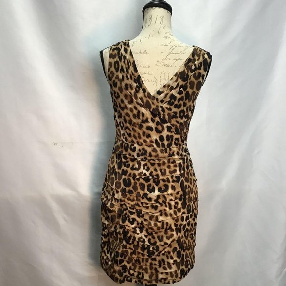 Express-Draped neckline Cheetah Dress - Picture 3 of 11
